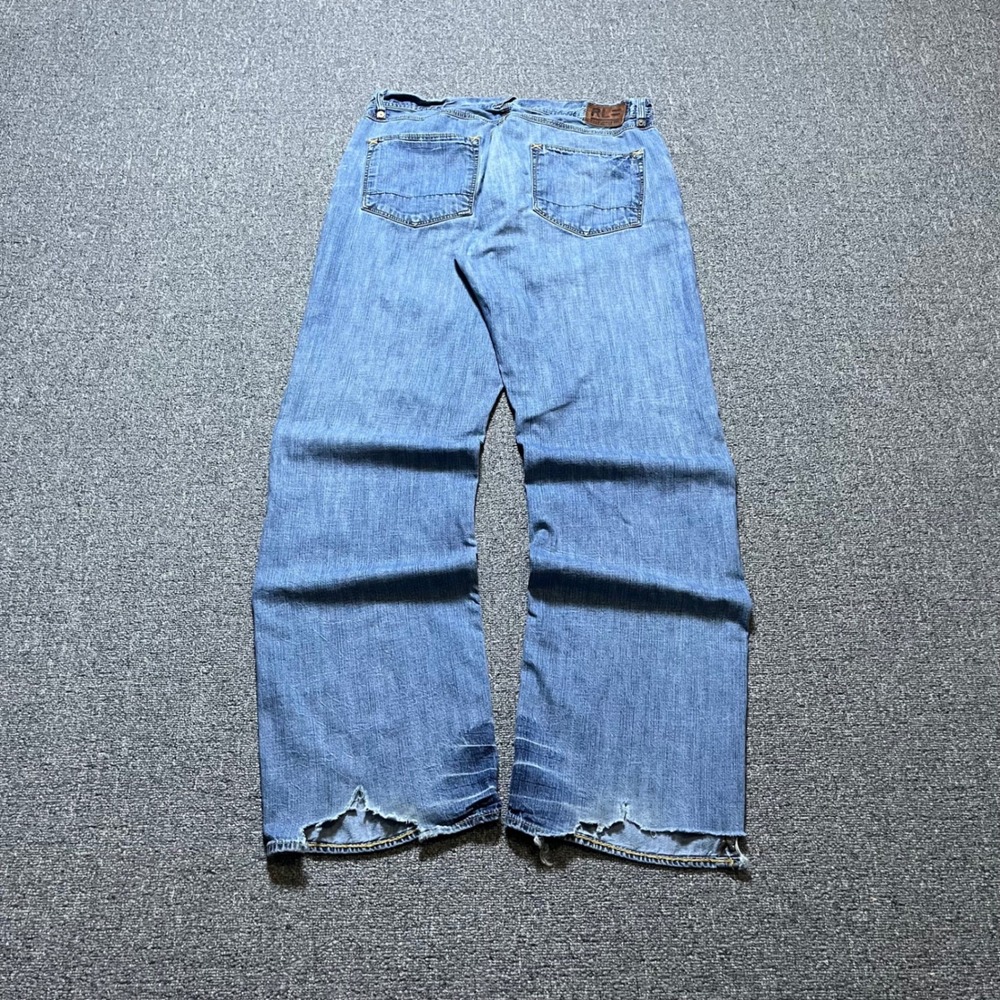Polo Ralph Lauren Carver Jeans 34x34 Blue Baggy Wide Leg Distressed Y2K Skater
